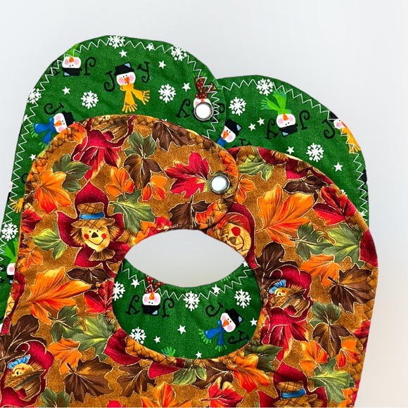 Lot/2 Handmade Bib Fall/Winter Seasons - Picture 9 of 12